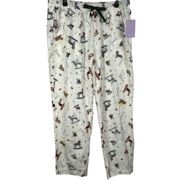 Christmas Dogs Skiing Women’s Pajama Pants - Picture 1 of 7